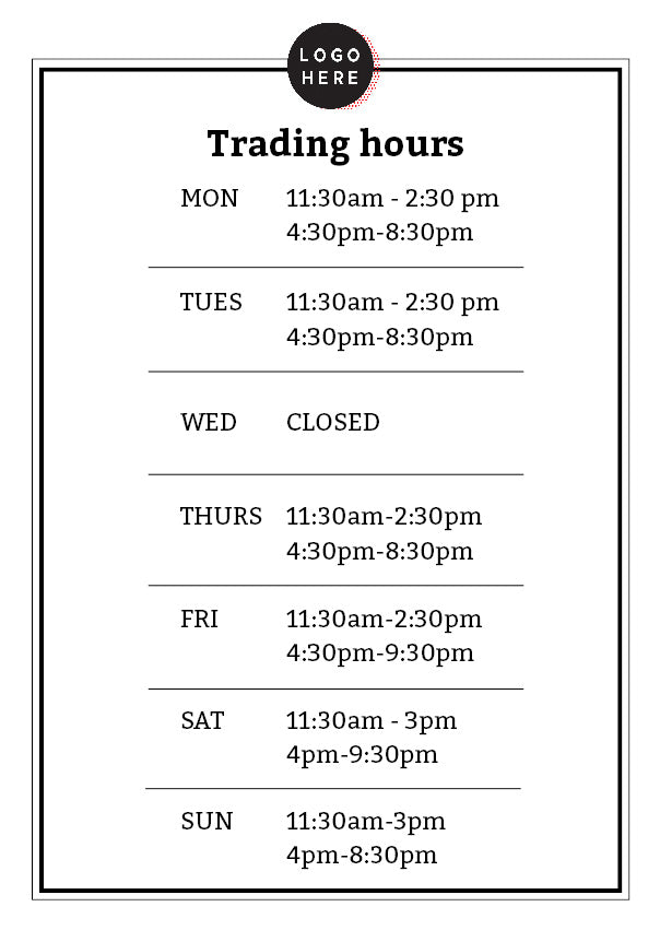 Trading hours template 0 _영업 시간 포스터 usefuldesign