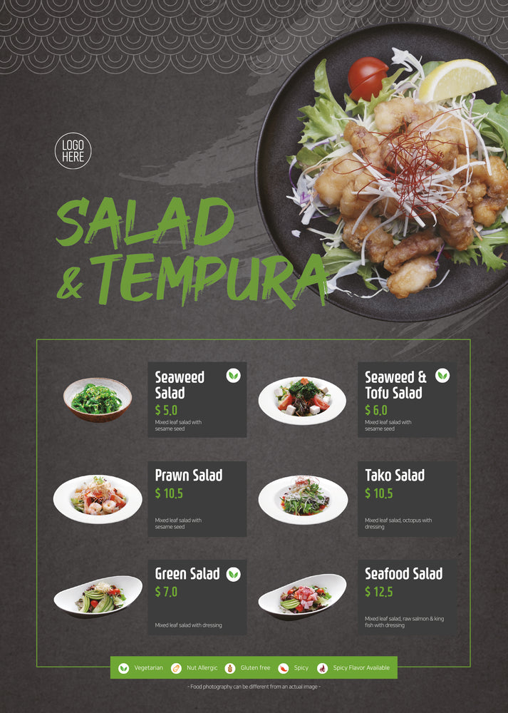 
                  
                    Japanese Restaurat Menu Template - Salad & Tempura 2pg
                  
                