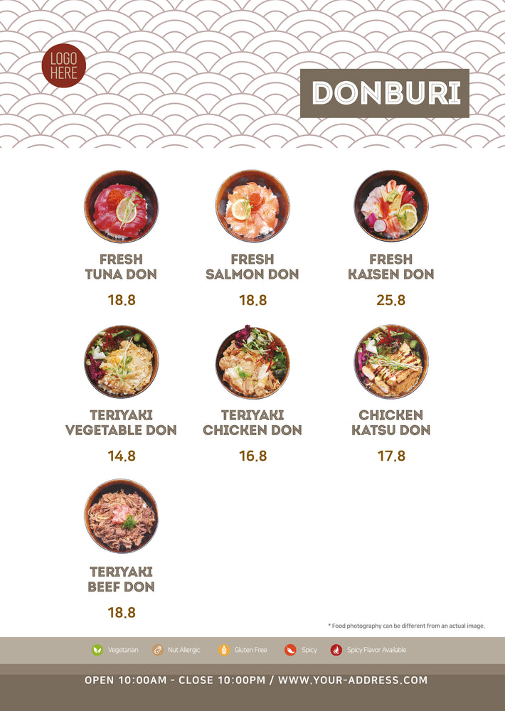 Japanese menu design template B - Donburi 1pg