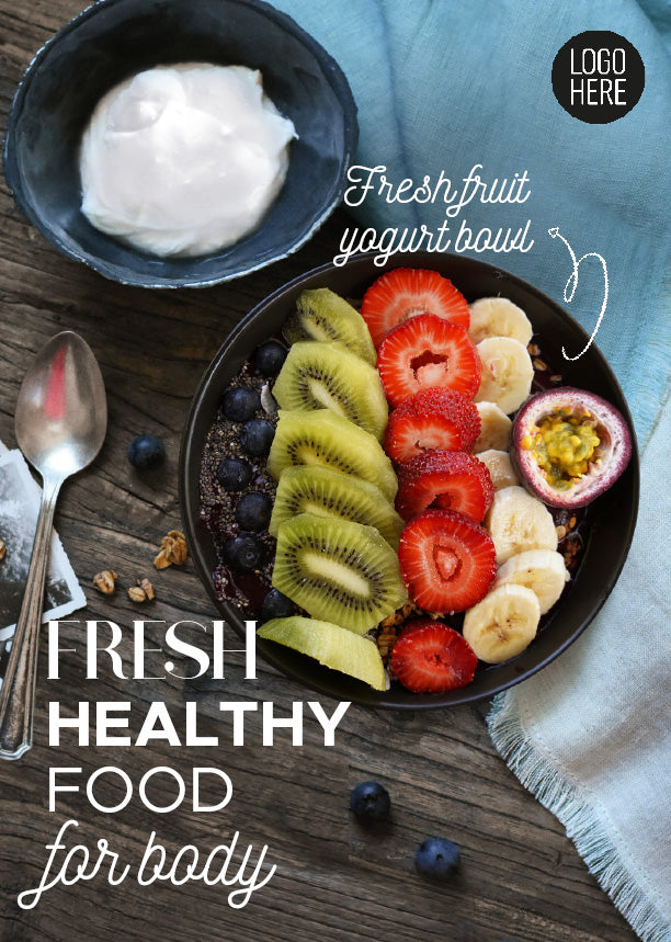 Fresh fruit yogurt bowl poster