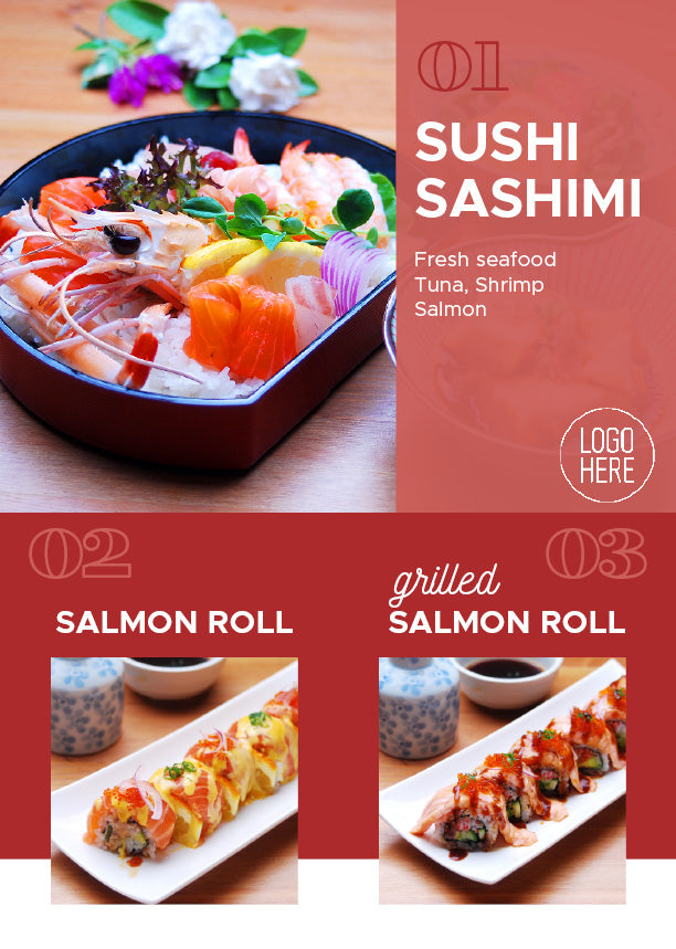 Japanese sashimi & roll menu poster