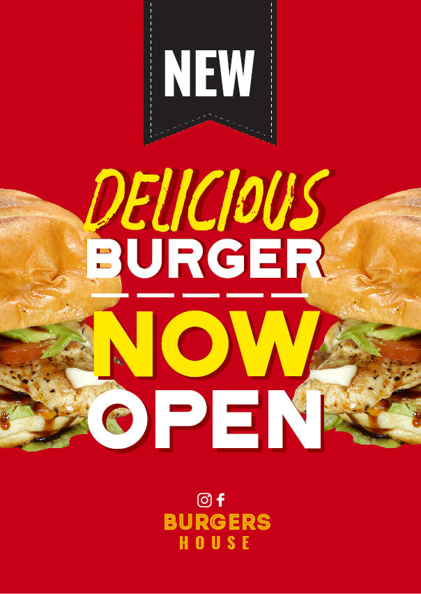 Delicious Burger Now open poster